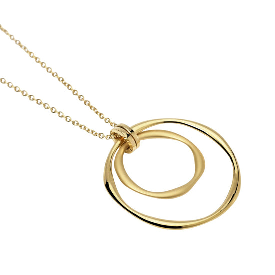 Collana lunga Kidult Style acciaio dorato due cerchi pendenti MISURA UNICA