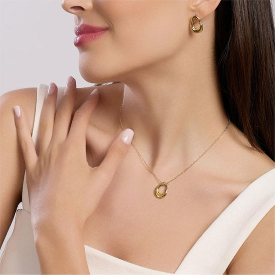 Collana girocollo Kidult Style acciaio dorato pendente ovale MISURA UNICA