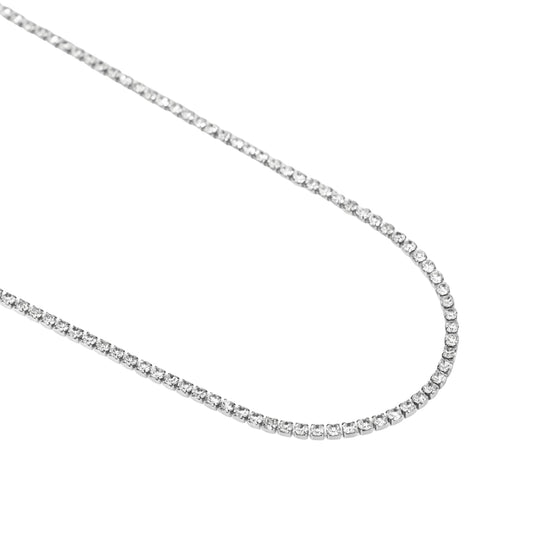 Collana Kidult Style in acciaio cristalli bianchi da uomo MISURA UNICA