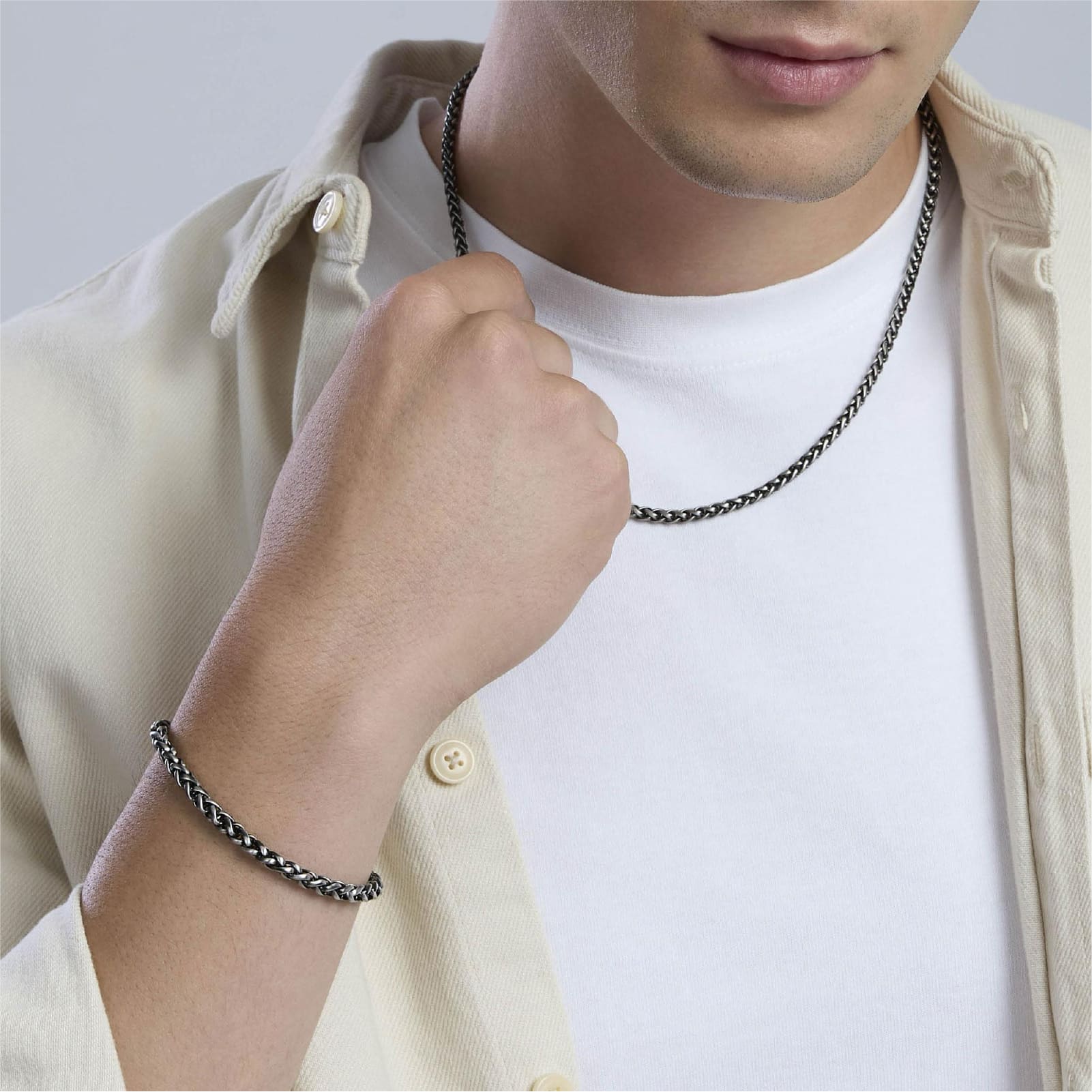 Collana girocollo Kidult Style in acciaio catena spiga da uomo MISURA UNICA