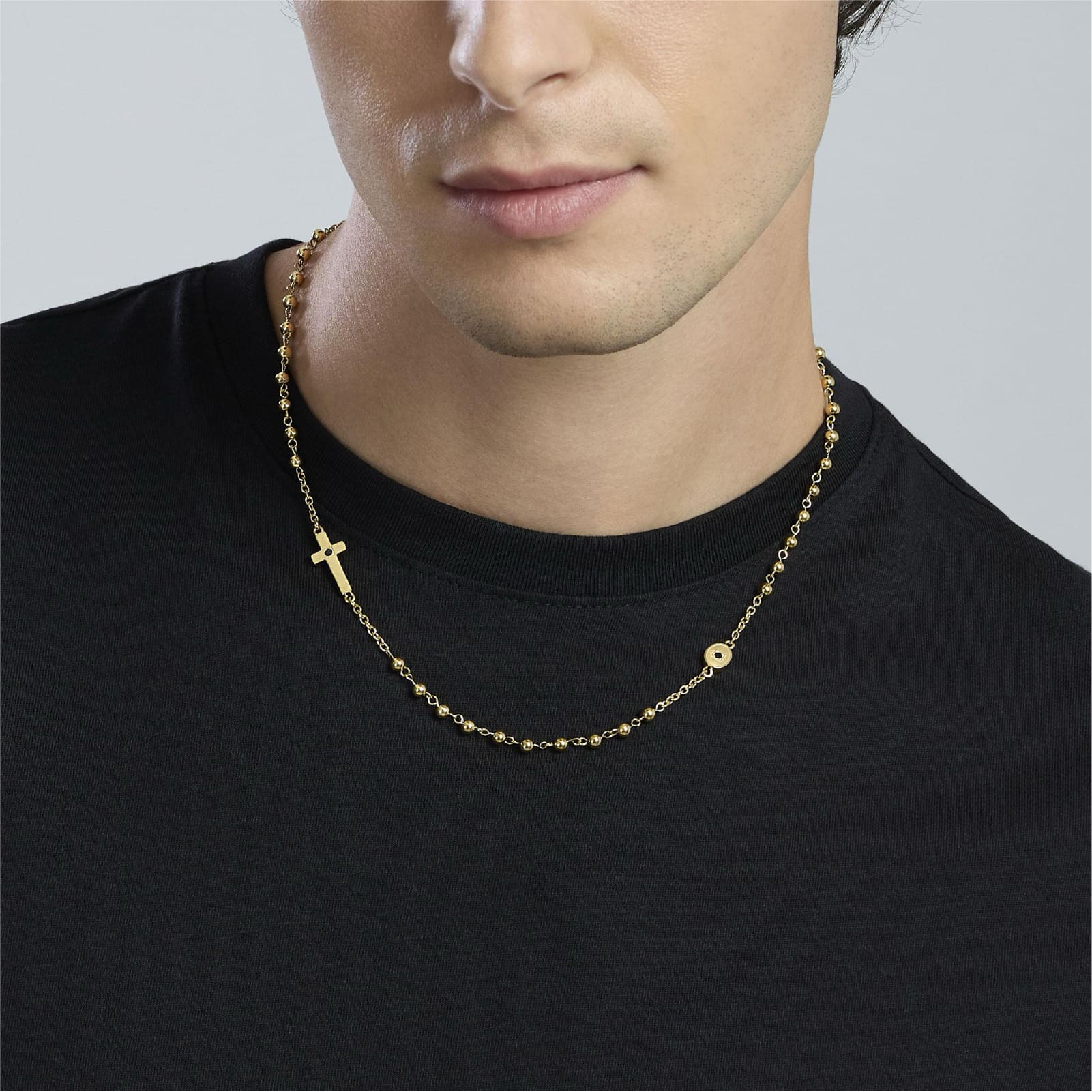 Bracciale Kidult Style in acciaio pvd oro cristalli da uomo MISURA UNICA