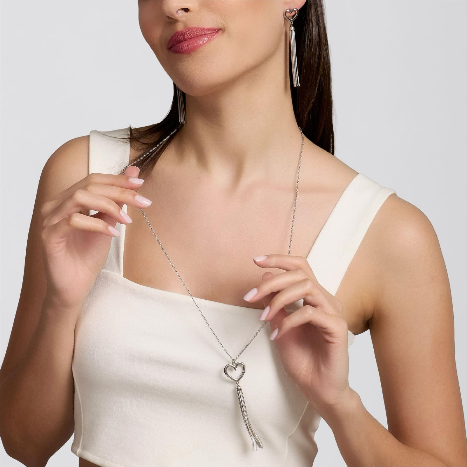 Collana Kidult Style in acciaio catena snake e pendente cuore MISURA UNICA