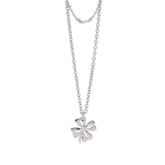 Collana Kidult Style in acciaio doppia catena e quadrifoglio MISURA UNICA