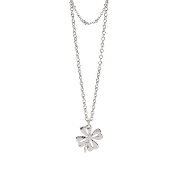 Collana Kidult Style in acciaio doppia catena e quadrifoglio MISURA UNICA
