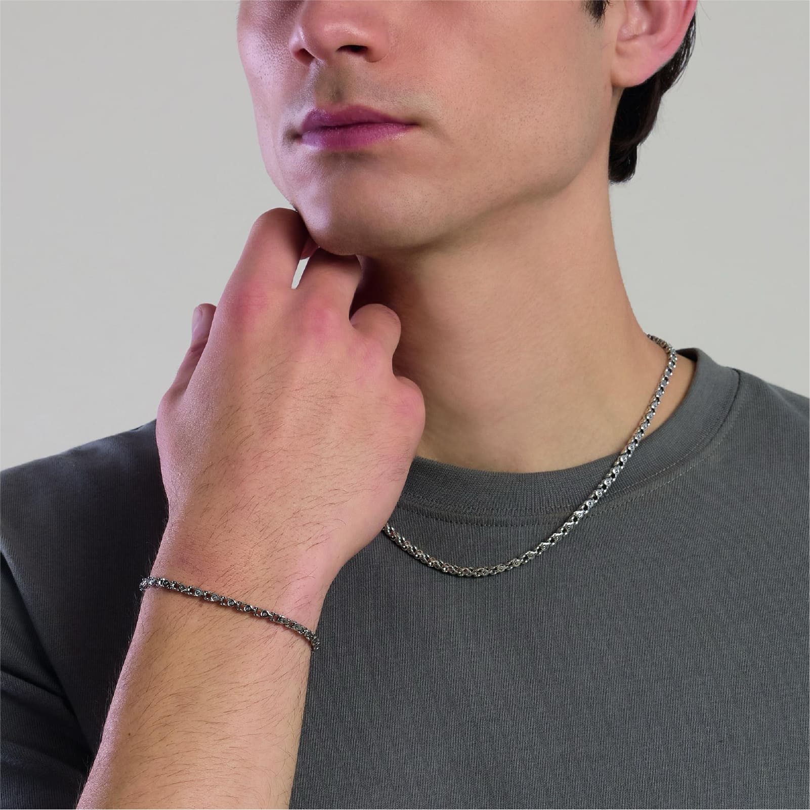 Collana Kidult Style in acciaio con catena fancy da uomo MISURA UNICA