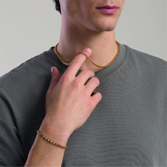 Collana Kidult Style in acciaio dorato e catena fancy uomo MISURA UNICA