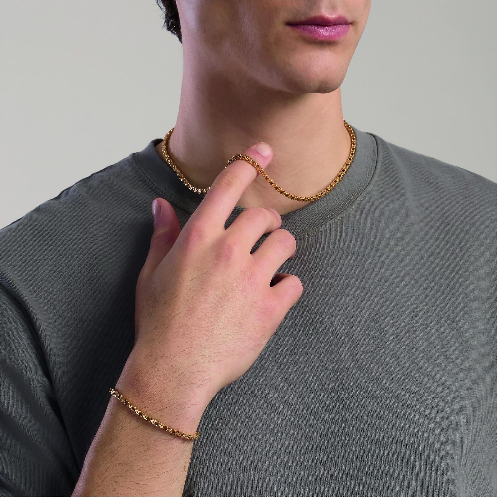 Collana Kidult Style in acciaio dorato e catena fancy uomo MISURA UNICA