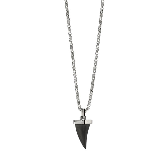 Collana Kidult Style in acciaio pendente dente di squalo uomo MISURA UNICA