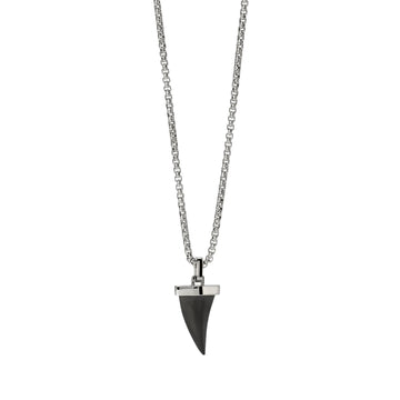 Collana Kidult Style in acciaio pendente dente di squalo uomo MISURA UNICA