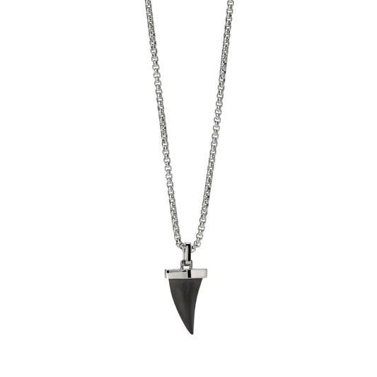 Collana Kidult Style in acciaio pendente dente di squalo uomo MISURA UNICA
