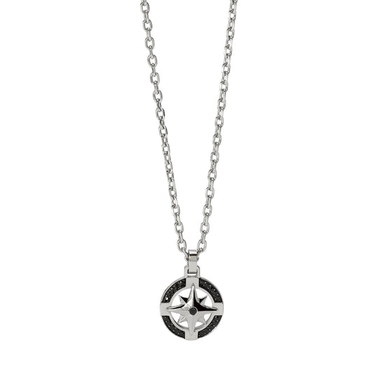 Collana Kidult Style in acciaio rosa dei venti e cristalli uomo MISURA UNICA