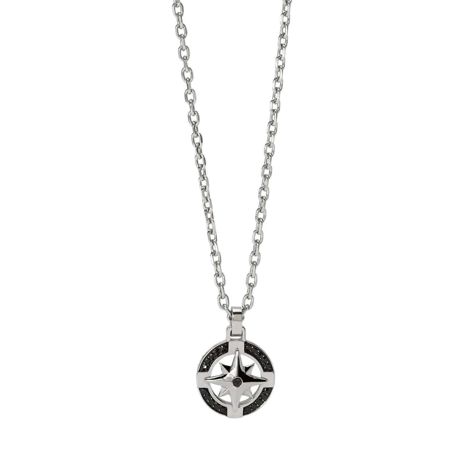 Collana Kidult Style in acciaio rosa dei venti e cristalli uomo MISURA UNICA
