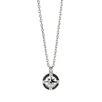 Collana Kidult Style in acciaio rosa dei venti e cristalli uomo MISURA UNICA