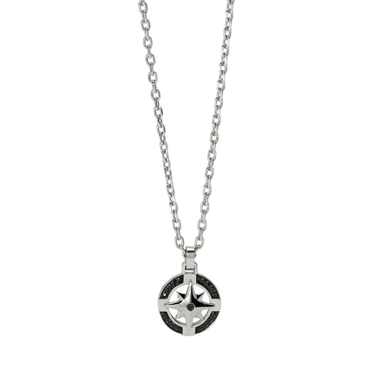 Collana Kidult Style in acciaio rosa dei venti e cristalli uomo MISURA UNICA