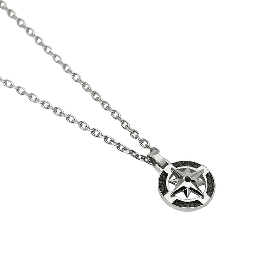 Collana Kidult Style in acciaio rosa dei venti e cristalli uomo MISURA UNICA
