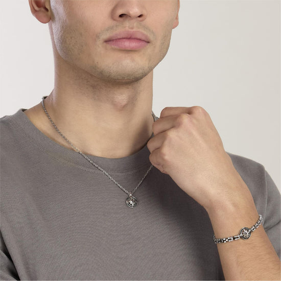 Collana Kidult Style in acciaio rosa dei venti e cristalli uomo MISURA UNICA
