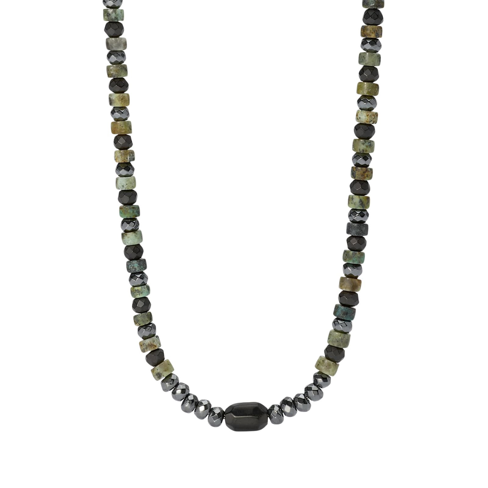 Collana Kidult Style in acciaio con pietre ematite verdi uomo MISURA UNICA