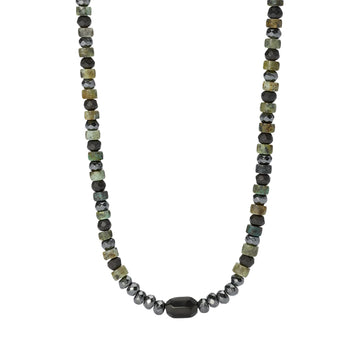 Collana Kidult Style in acciaio con pietre ematite verdi uomo MISURA UNICA