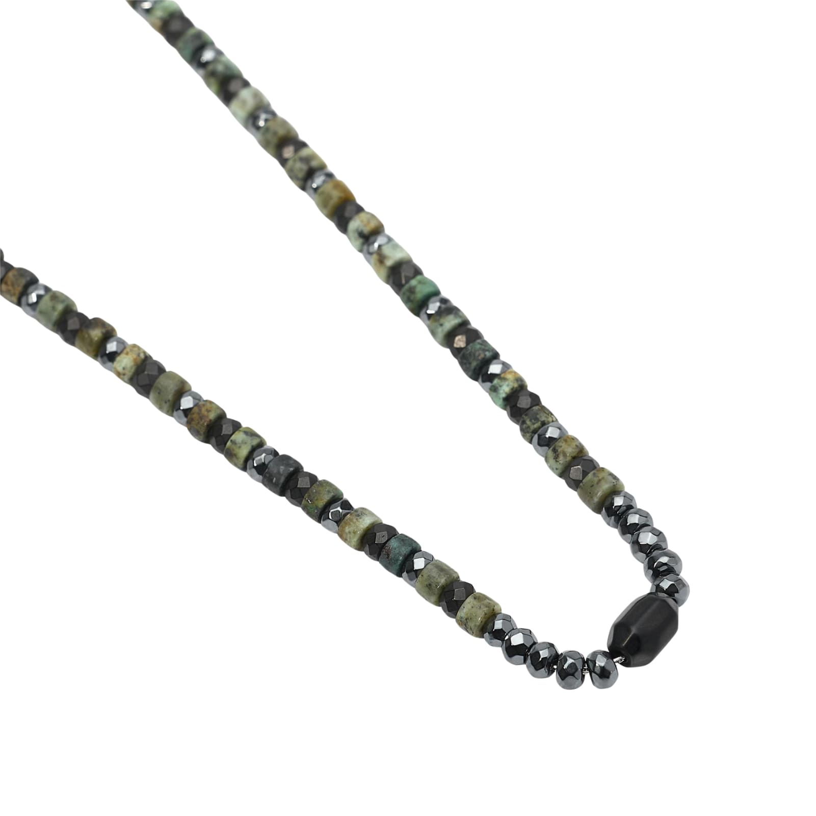 Collana Kidult Style in acciaio con pietre ematite verdi uomo MISURA UNICA