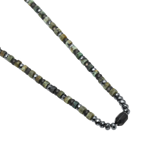 Collana Kidult Style in acciaio con pietre ematite verdi uomo MISURA UNICA