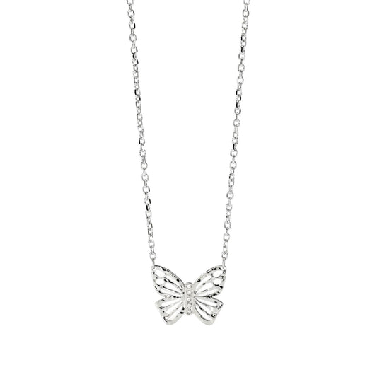 Collana Kidult Style in acciaio catena e farfalla cristalli MISURA UNICA