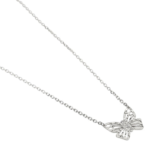Collana Kidult Style in acciaio catena e farfalla cristalli MISURA UNICA
