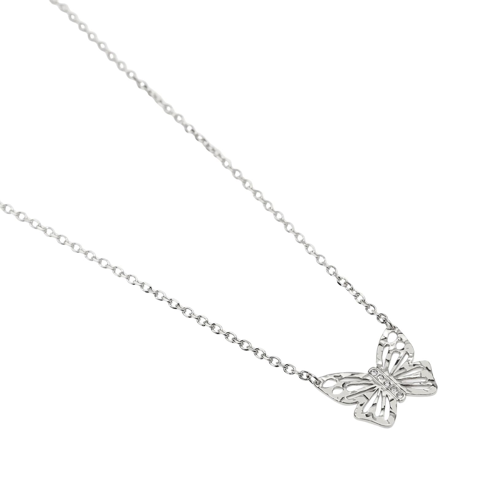 Collana Kidult Style in acciaio catena e farfalla cristalli MISURA UNICA