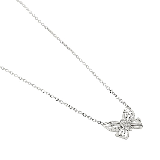 Collana Kidult Style in acciaio catena e farfalla cristalli MISURA UNICA