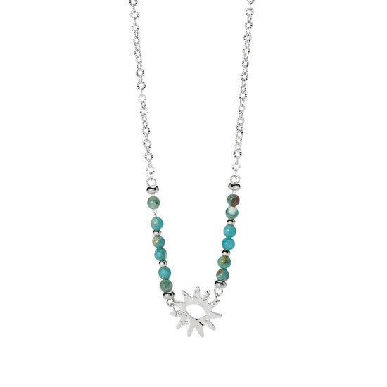 Collana catena Kidult Style in acciaio diaspro azzurro e sole MISURA UNICA