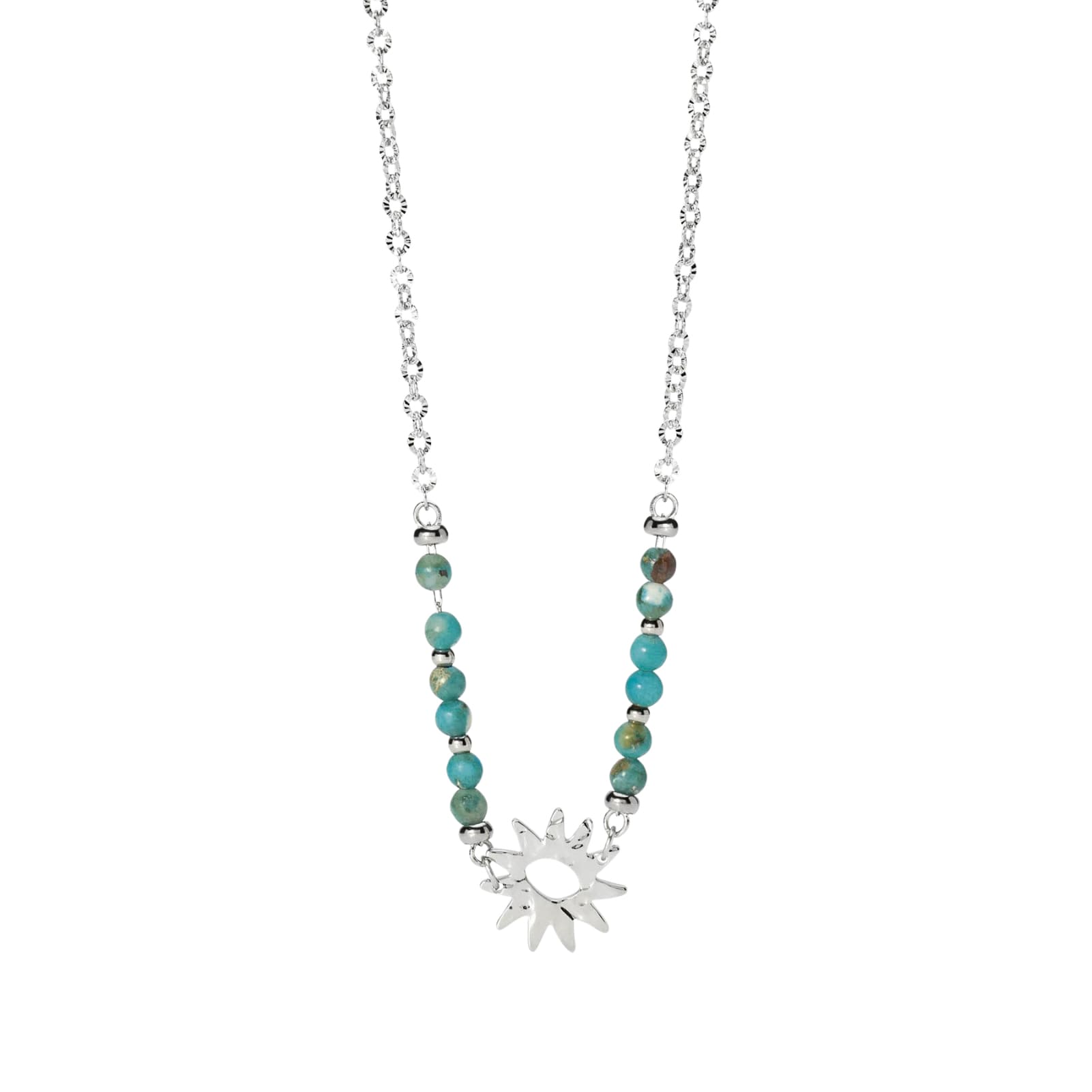 Collana catena Kidult Style in acciaio diaspro azzurro e sole MISURA UNICA