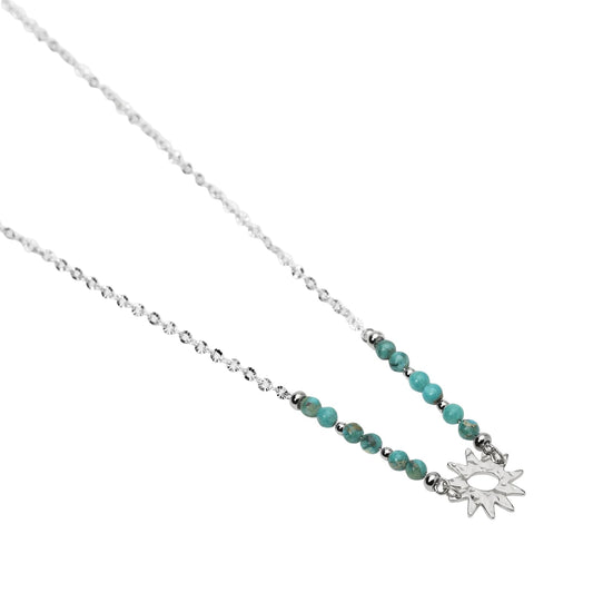 Collana catena Kidult Style in acciaio diaspro azzurro e sole MISURA UNICA