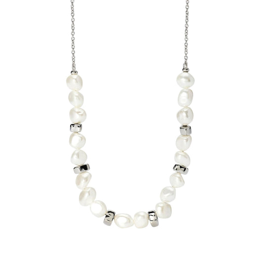 Collana Kidult Style in acciaio con perle conchiglia MISURA UNICA