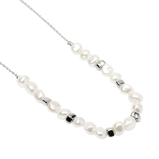 Collana Kidult Style in acciaio con perle conchiglia MISURA UNICA
