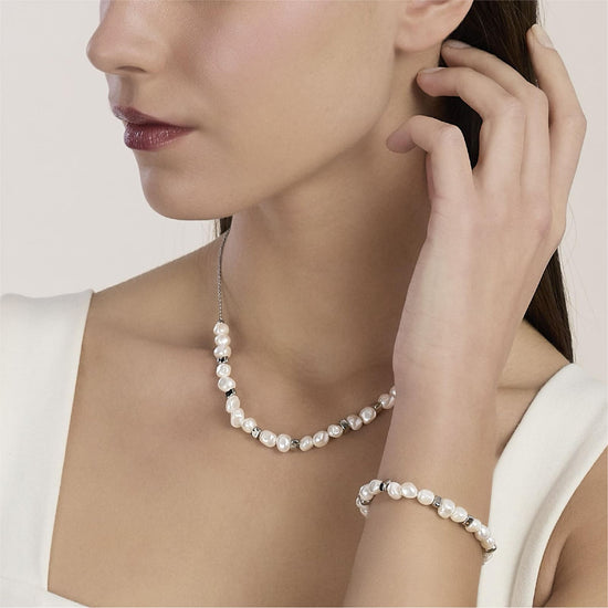 Collana Kidult Style in acciaio con perle conchiglia MISURA UNICA