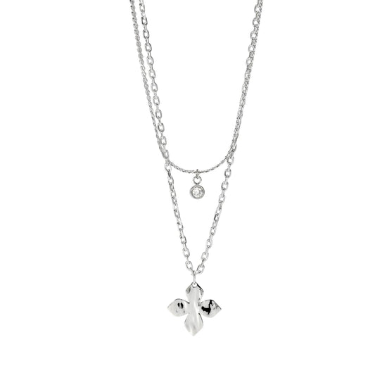 Collana catena Kidult Style in acciaio con fiore e cristallo MISURA UNICA