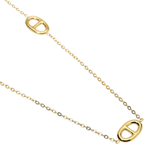 Collana Kidult Style in acciaio pvd oro catena forzatina staffe MISURA UNICA