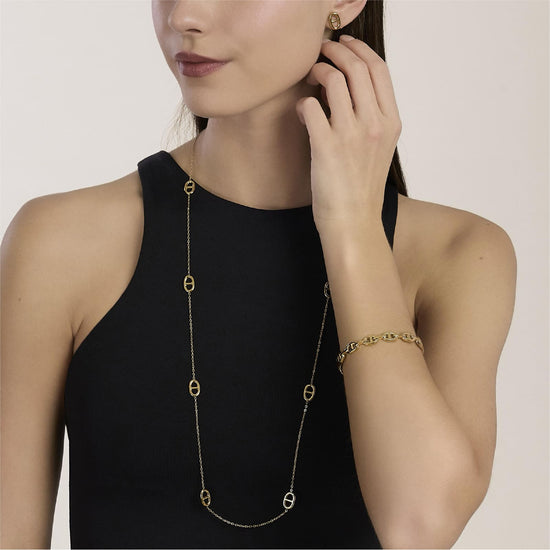 Collana Kidult Style in acciaio pvd oro catena forzatina staffe MISURA UNICA