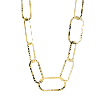 Collana Kidult Style in acciaio pvd oro martellato con cerchi MISURA UNICA