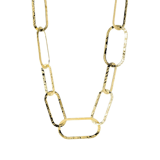 Collana Kidult Style in acciaio pvd oro martellato con cerchi MISURA UNICA