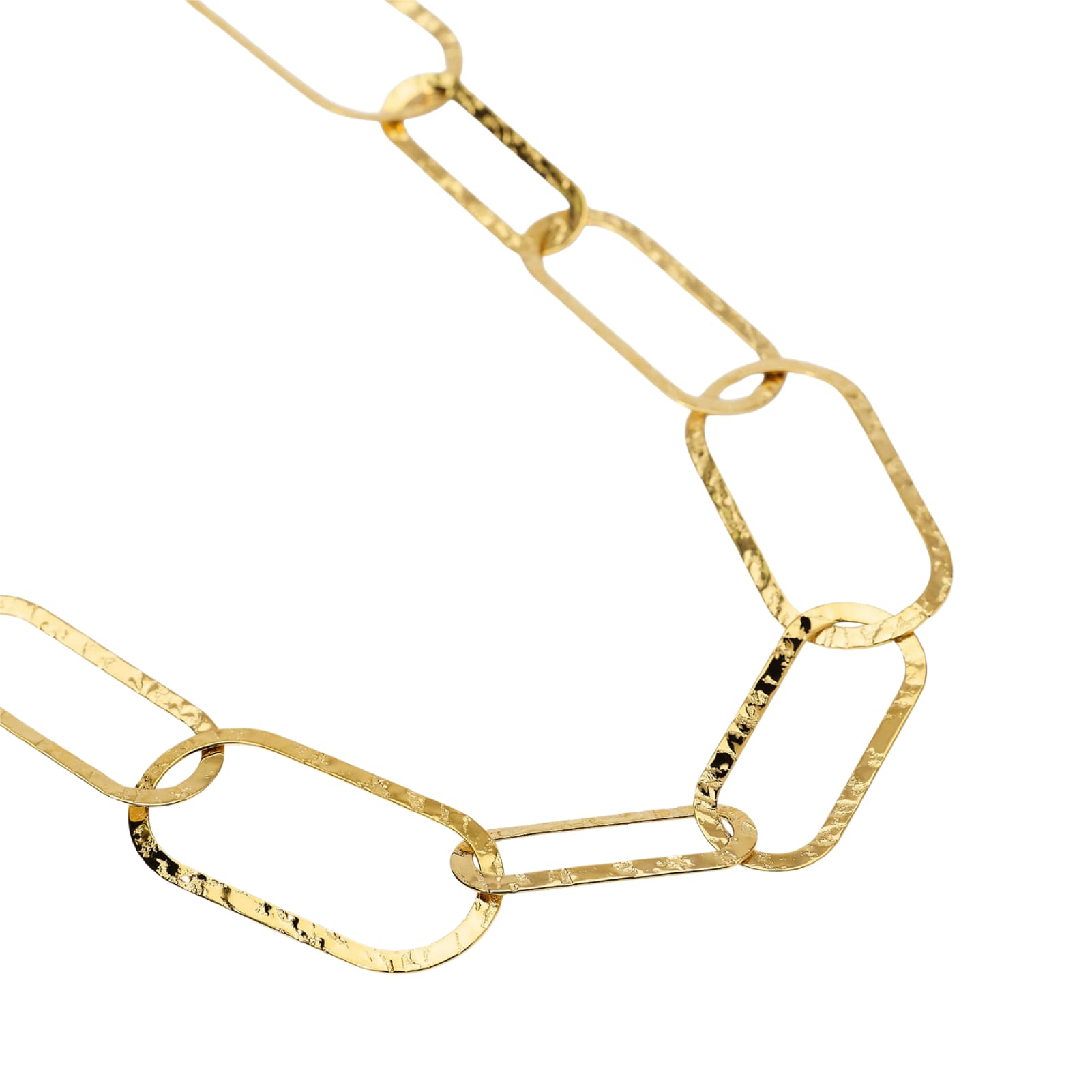 Collana Kidult Style in acciaio pvd oro martellato con cerchi MISURA UNICA