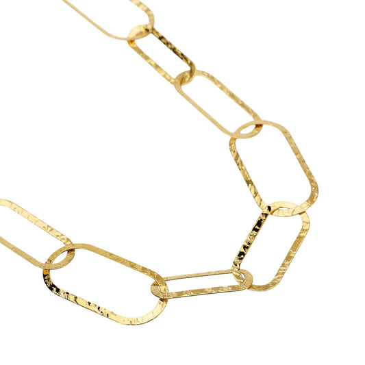 Collana Kidult Style in acciaio pvd oro martellato con cerchi MISURA UNICA