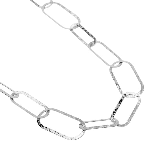 Collana Kidult Style in acciaio martellato con cerchi MISURA UNICA