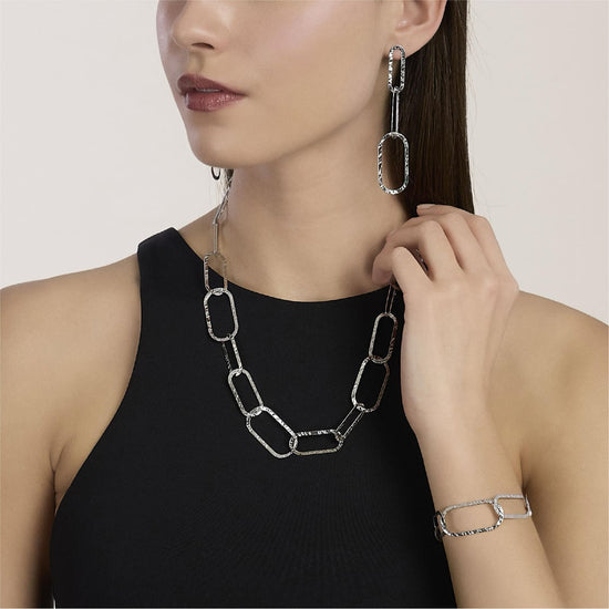 Collana Kidult Style in acciaio martellato con cerchi MISURA UNICA