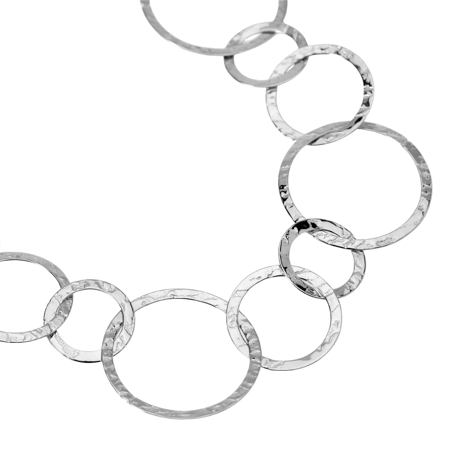 Collana lunga Kidult Style in acciaio martellato maglie rotonde MISURA UNICA