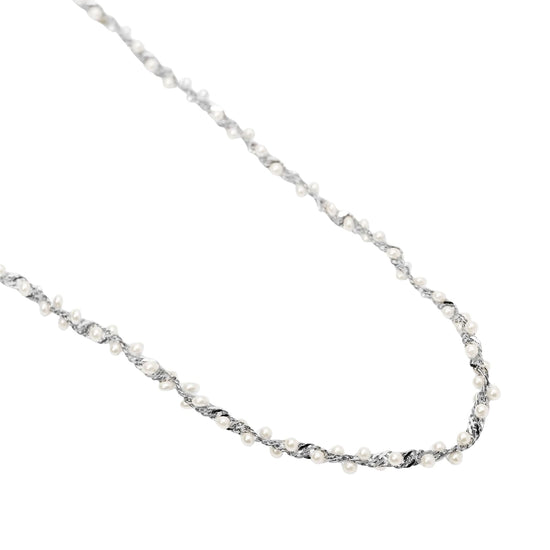 Collana catena Kidult Style in acciaio e perle conchiglia MISURA UNICA