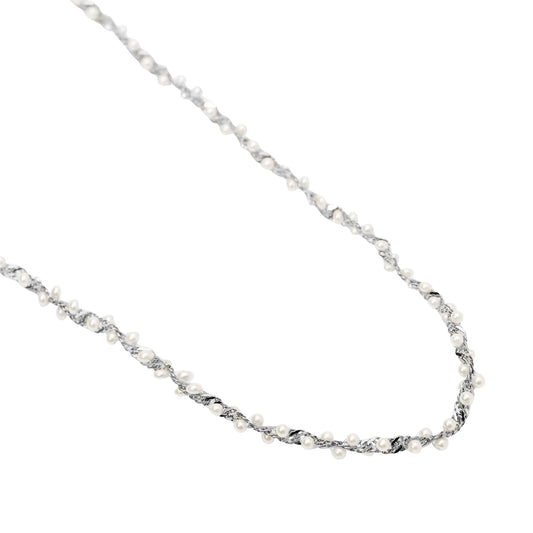 Collana catena Kidult Style in acciaio e perle conchiglia MISURA UNICA