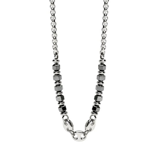 Collana catena Kidult Style 63 in acciaio ed ematite uomo MISURA UNICA