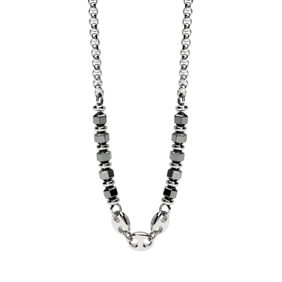 Collana catena Kidult Style 63 in acciaio ed ematite uomo MISURA UNICA