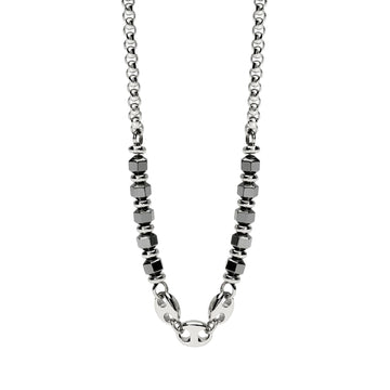 Collana catena Kidult Style 63 in acciaio ed ematite uomo MISURA UNICA