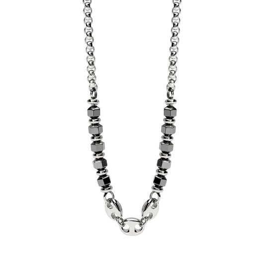 Collana catena Kidult Style 63 in acciaio ed ematite uomo MISURA UNICA
